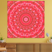 Rode Mandala Boho Geometrische Warme Statement Dec Canvas Afdruk (Insitu (Woonkamer))