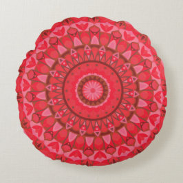 Rode Mandala Boho Warme Geometrische Statement Dec Rond Kussen