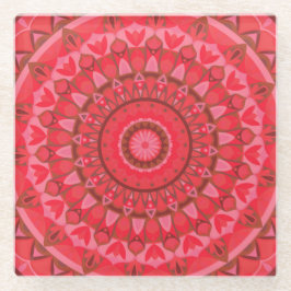 Rode Mandala Boho Warme Patroon Elegante Tafel Dec Glazen Onderzetter