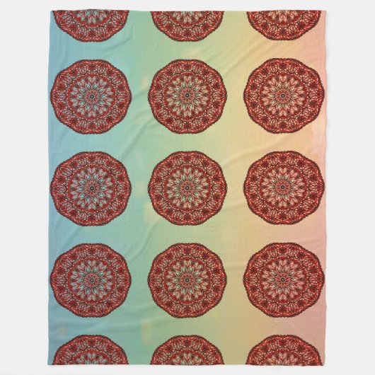 Rode mandala fleece deken (Voorkant)