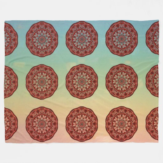 Rode mandala fleece deken (Voorkant (Horizontaal))