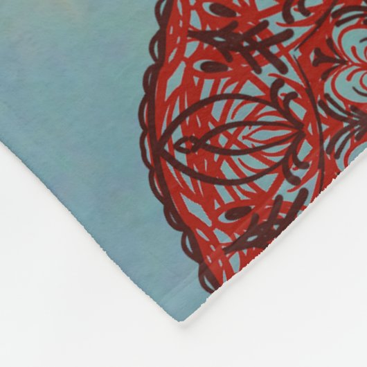 Rode mandala fleece deken (Hoek)