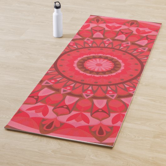 Rode Mandala Gecentreerd Boho Warm Ontwerp Meditat Yogamat (In situ)