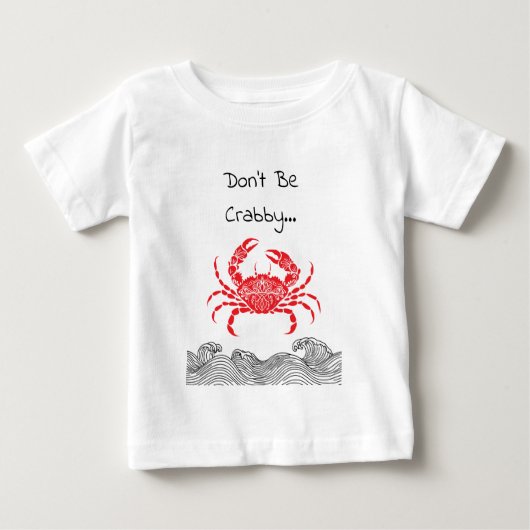 Rode Mandala Krab en Golven T-Shirt (Voorkant)