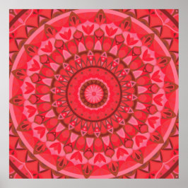 Rode Mandala Krachtige Boho Levendig Energieke Lie Poster