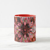 Rode Mandala met Waterverf Bloemen Mok (Midden)