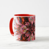 Rode Mandala met Waterverf Bloemen Mok (Voorkant links)