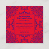 Rode mandala Navy Naadloze Mozaïek Tegel Patroon Vierkante Visitekaartje (Achterkant)