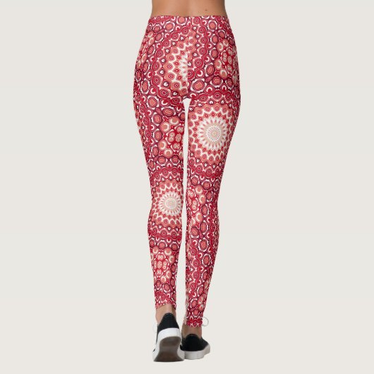 Rode mandala patroon in vurige gradiënt leggings (Achterkant)