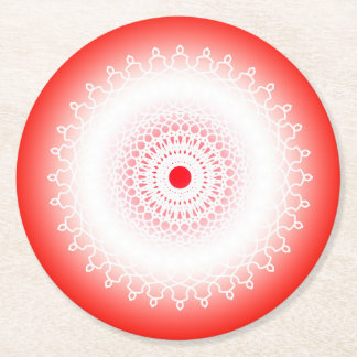 Rode mandala ronde kartonnen onderzetter