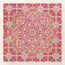 Rode Mandala Vintage Indische Kunst Boho Beverage