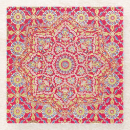 Rode Mandala Vintage Indische Kunst Boho Beverage Glazen Onderzetter