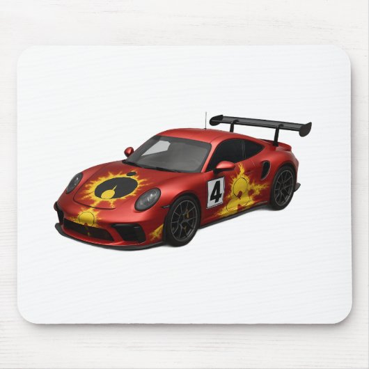Rode Mandelbrot Raceauto Muismat (Voorkant)