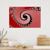 Rode Mandelbrot Spiral Poster (Keuken)