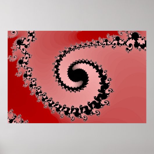 Rode Mandelbrot Spiral Poster (Voorkant)