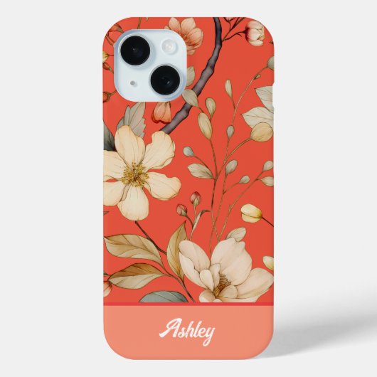 Rode Mango Spring Wild Flower iPhone Case (Achterkant)