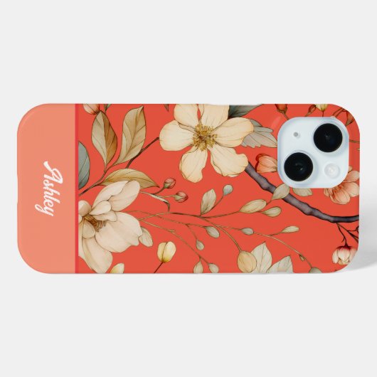 Rode Mango Spring Wild Flower iPhone Case (Achterkant (horizontaal))