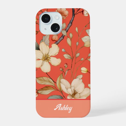 Rode Mango Spring Wild Flower iPhone Case iPhone 15 Case (Achterkant)