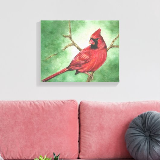 Rode Mannelijke Kardinaal canvas print (Insitu (Woonkamer))