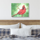 Rode Mannelijke Kardinaal canvas print (Insitu (Slaapkamer))