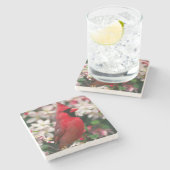 Rode mannelijke kardinaal stenen onderzetter (Zijkant)