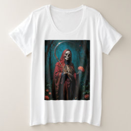 Rode mantel Santa Muerte Grote Maat T-shirt
