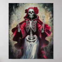 Rode mantel Santa Muerte Poster