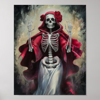 Rode mantel Santa Muerte Poster