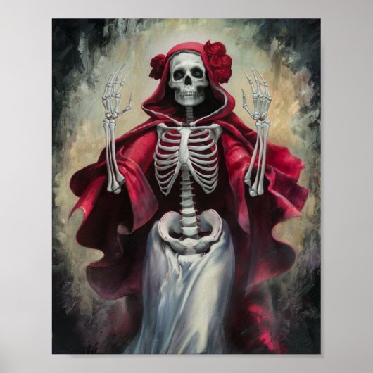 Rode mantel Santa Muerte Poster (Voorkant)