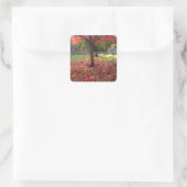 Rode mantel vierkante sticker (Tas)