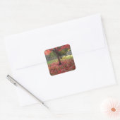 Rode mantel vierkante sticker (Envelop)