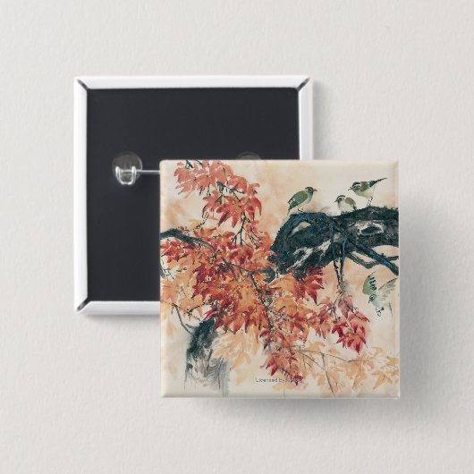 Rode mantels vierkante button 5,1 cm (Voorkant /achterkant)