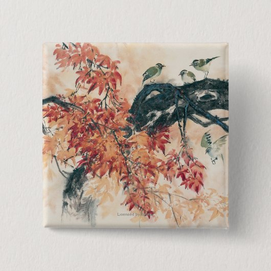 Rode mantels vierkante button 5,1 cm (Voorkant)