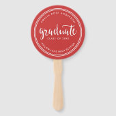 Rode Manuscript en Witte Stripes Afstuderen Foto Handwaaier (Voorkant)