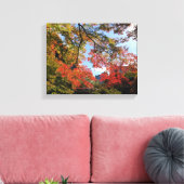 Rode Mapels in Japanse tuin Canvas Afdruk (Insitu (Woonkamer))