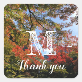 Rode Mapels in Japanse tuin Vierkante Sticker