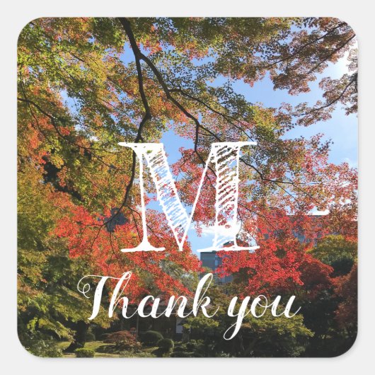 Rode Mapels in Japanse tuin Vierkante Sticker (Voorkant)