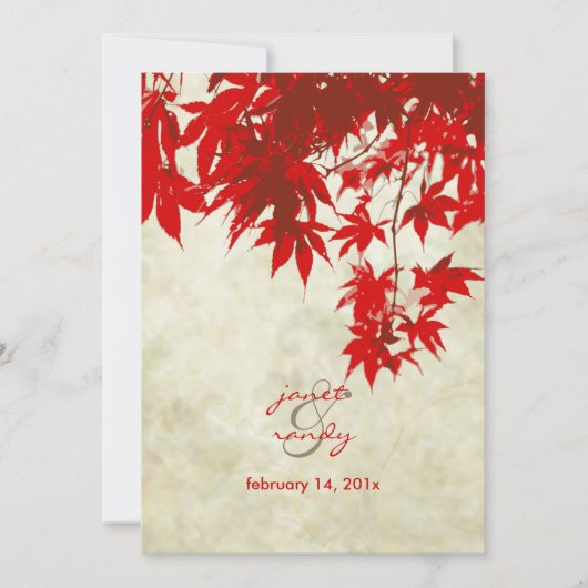 RODE MAPLE WEDING INVITATIES KAART (Voorkant)