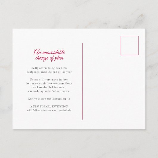 Rode maretak hart krans bruiloft annulering aankondigingskaart (Achterkant)