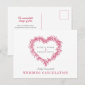 Rode maretak hart krans huwelijksannulering aankondigingskaart (Voorkant / Achterkant)