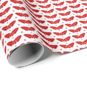 Rode maretak op rode achtergrond kerstpatroon cadeaupapier (Rol Hoek)