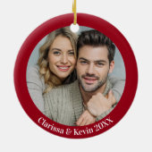 Rode maretak zoent nieuwe foto kerst keramisch ornament (Achterkant)