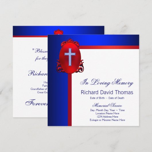 Rode Marine Blauw Kruis in liefdevolle herinnering Kaart (Voorkant / Achterkant)