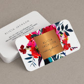 Rode marine boeket glam koper gouden bruiloft plan visitekaartje