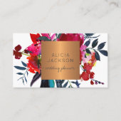 Rode marine boeket glam koper gouden bruiloft plan visitekaartje (Voorkant)