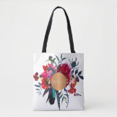 Rode marine boho boeket koper monogram trendy tote bag (Voorkant)
