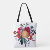Rode marine boho boeket koper monogram trendy tote bag (Achterkant)