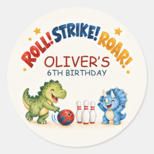 Rode marine dinosaurus bowling verjaardag favor st ronde sticker
