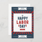 Rode Marine en Witte Moderne Gelukkige Dag van de  Kaart (Voorkant / Achterkant)