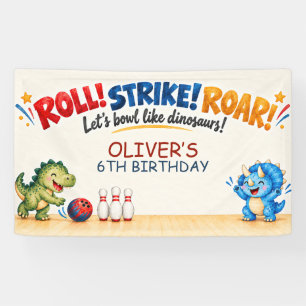 Rode Marine Gouden Dinosaurus Bowling Verjaardag Spandoek